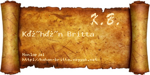 Káhán Britta névjegykártya